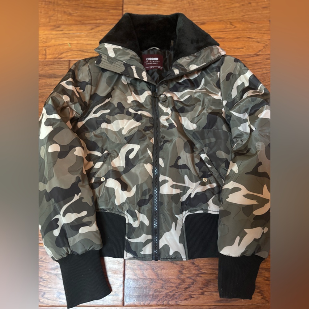 Ci Sono Olive & Black Camo Bomber Jacket
